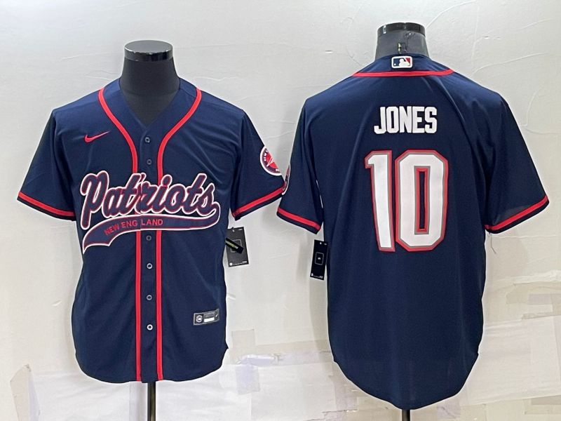 Men New England Patriots 10 Jones Blue 2022 Nike Co branded NFL Jersey